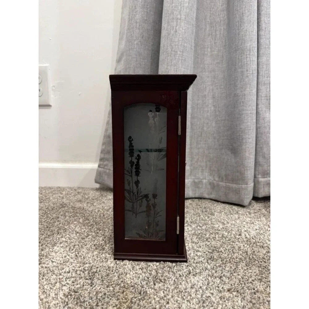 Wooden Wall Mounted Glass Display Cabinet Case for Collectables, Trinket Display